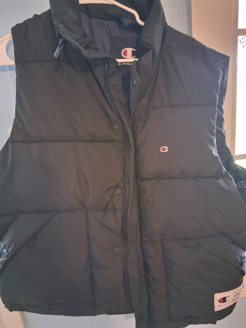 Champion Men’s Black Quilted Puffer Vest with Logo